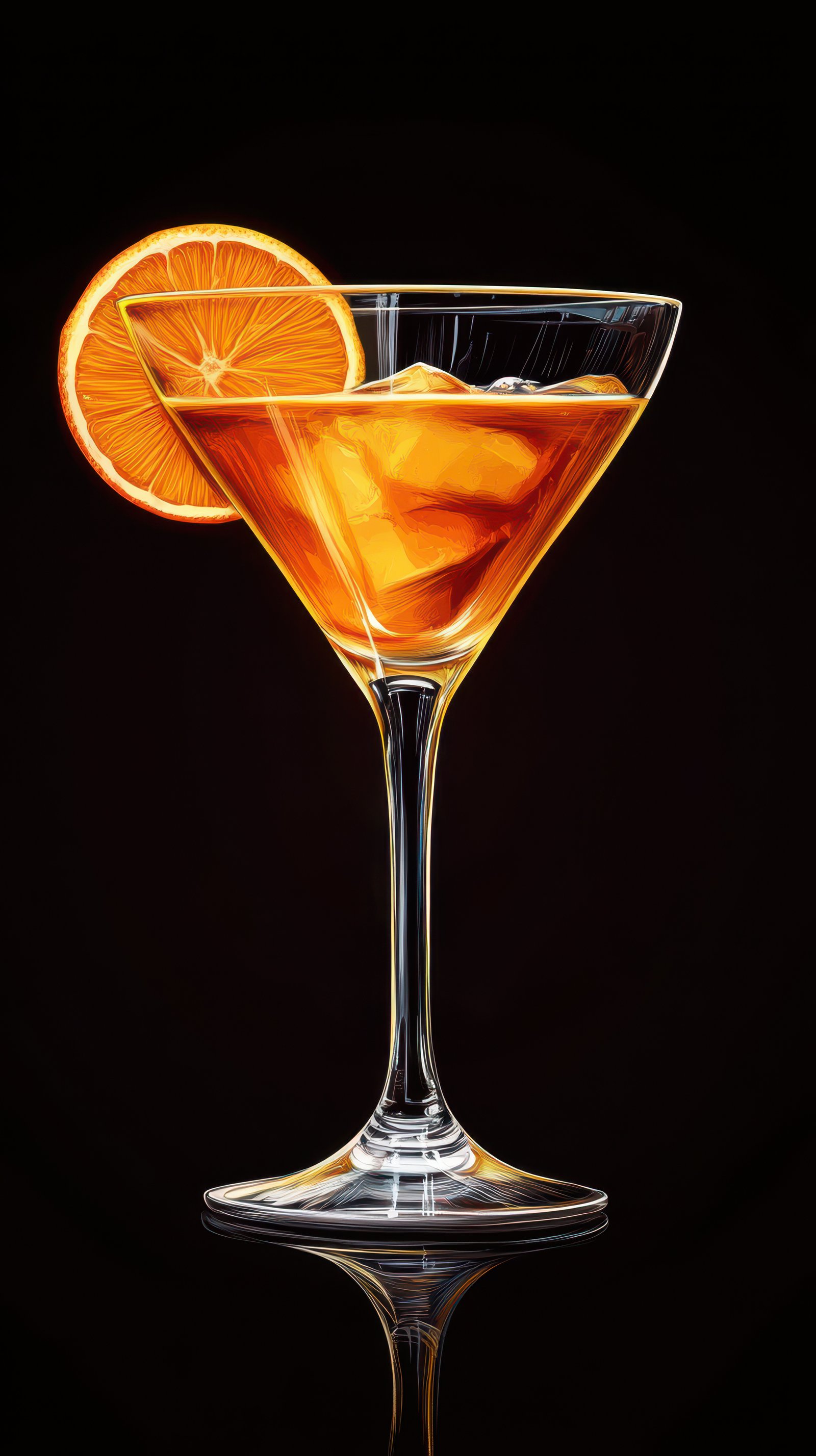 Refreshing orange cocktail served in a stylish glass against a dark backdrop